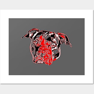 Pitbull Dog Canine Breed Head Strong Muscular Guard Posters and Art